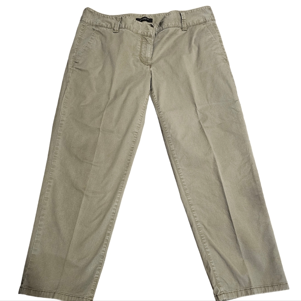 Ann Taylor Cotton Cropped Capri Pants Size 8 Olive Green